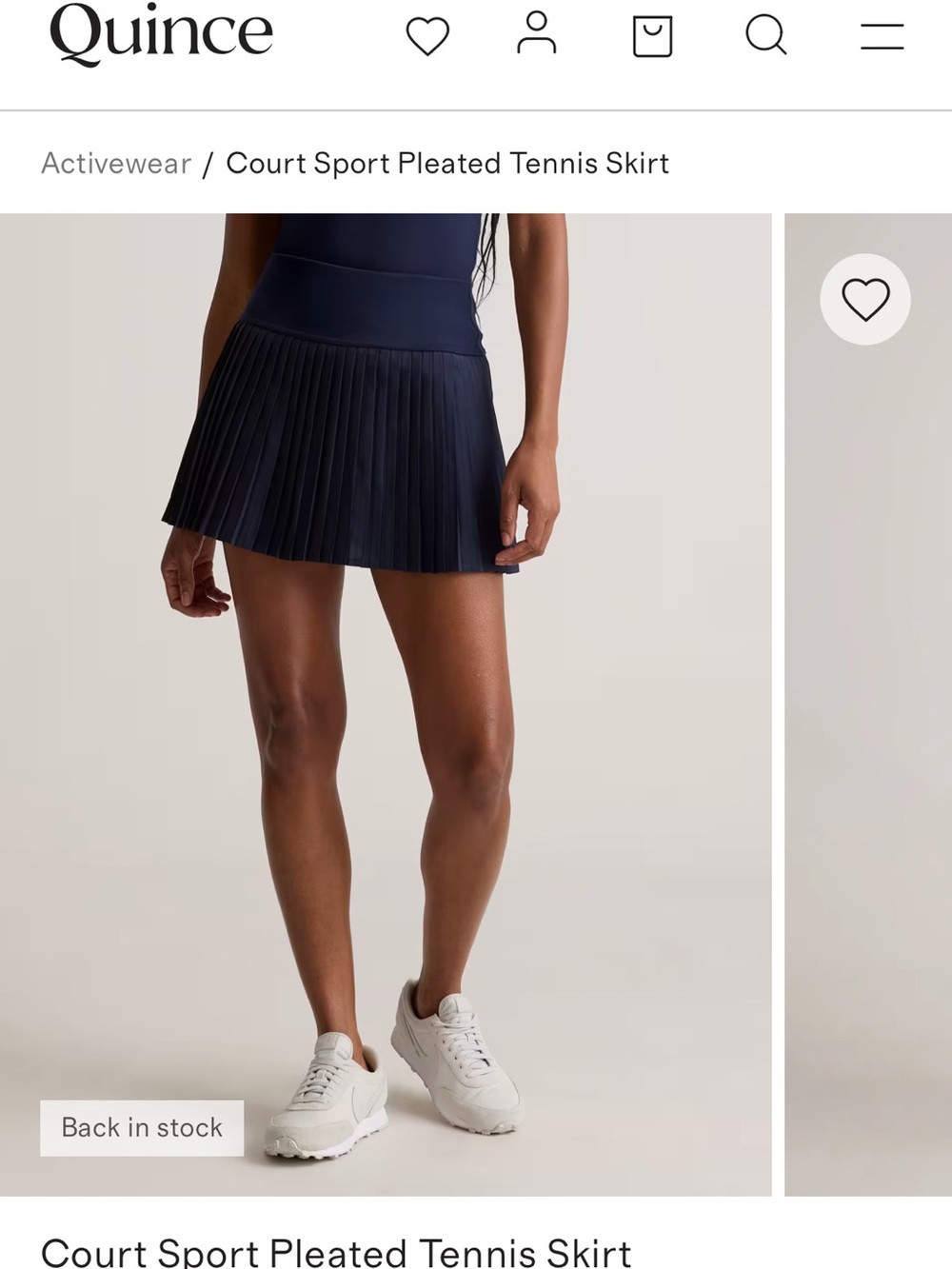 Quince Pleated Tennis Skirt in Navy